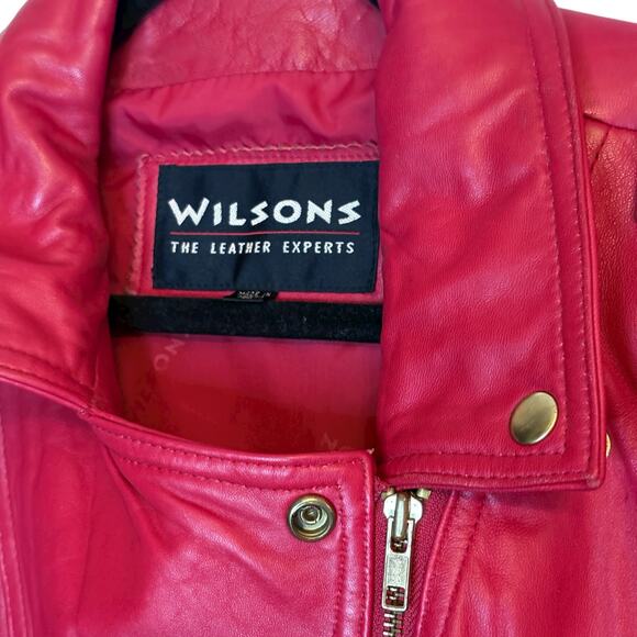Wilson’s Vintage Red 100% Leather Motorcycle Jacket sz XL - Picture 4 of 7